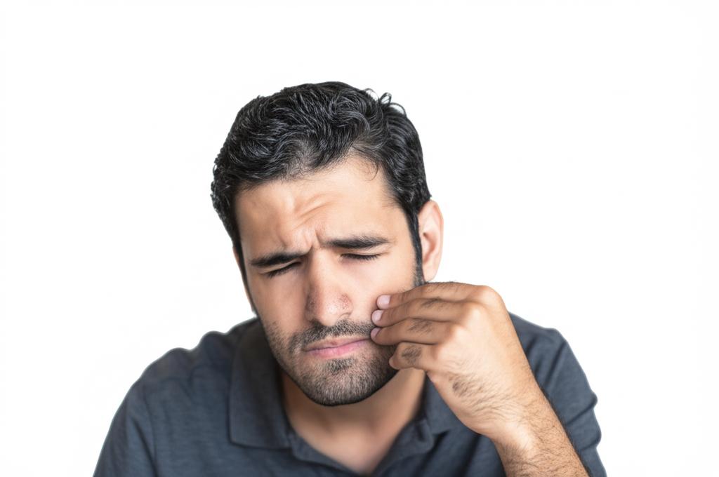 Man sitting alone looking worried or stressed