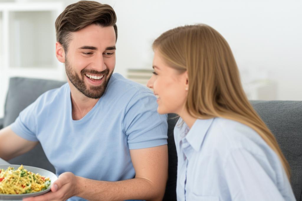 Man looking energetic and happy, spending quality time with partner