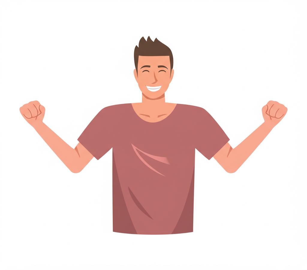 Illustration showing a man looking energetic and happy, perhaps playing with family or exercising.
