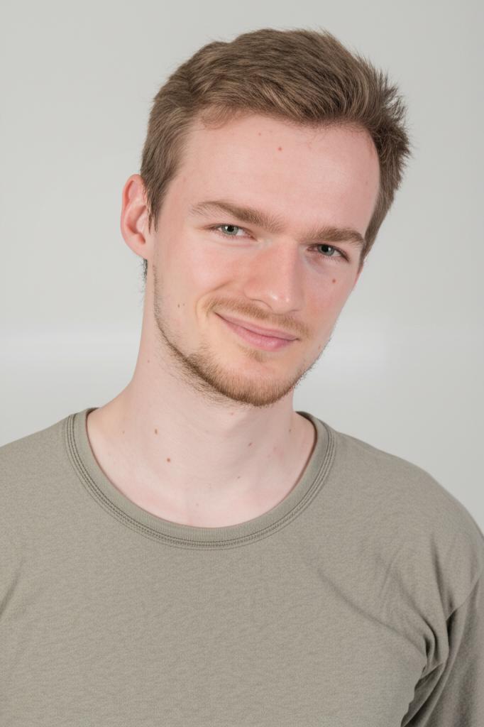 ai prompt: young man looking more energetic and confident, smiling, perhaps dressed for activity, realistic photo