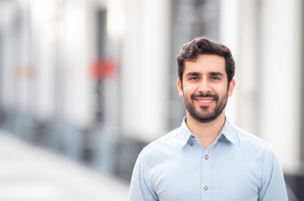 man feeling energetic and confident